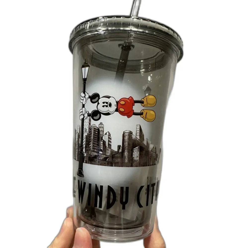 NEW Disney Tumbler The Windy City Chicago Mickey Mouse Minnie Straw Lid Travel